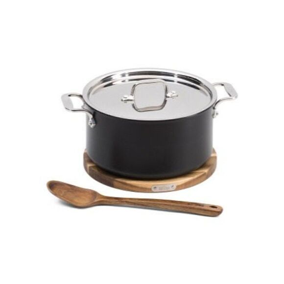 All-Clad NS1 Nonstick Induction Dutch Oven with Wood Trivet & Spoon - Picture 1 of 2